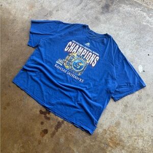 Y2K Adidas Blue Kansas Jayhawks Champions T-Shirt
